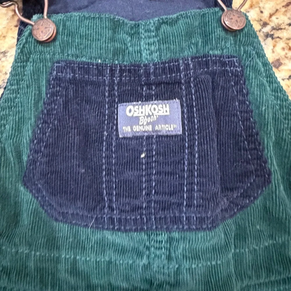 OshKosh Bgosh Boy 24M Green Navy Corduroy Vestbak Overalls v